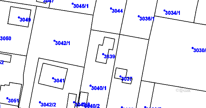 Parcela st. 3039 v KÚ Řevnice, Katastrální mapa