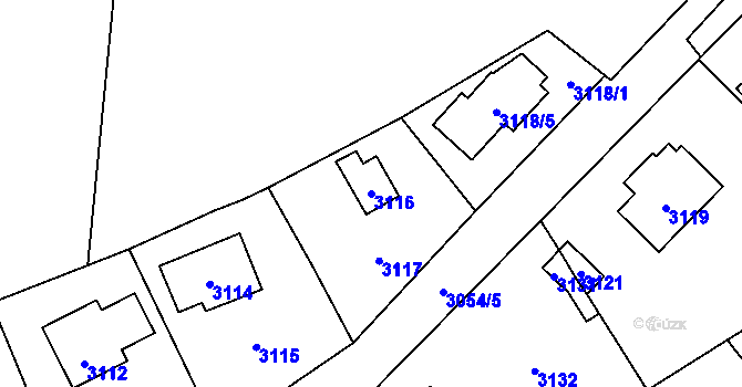 Parcela st. 3116 v KÚ Řevnice, Katastrální mapa