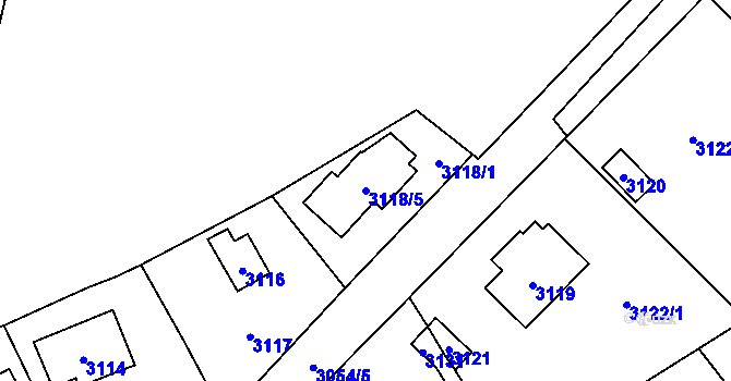 Parcela st. 3118/5 v KÚ Řevnice, Katastrální mapa