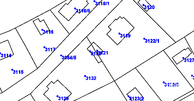 Parcela st. 3121 v KÚ Řevnice, Katastrální mapa