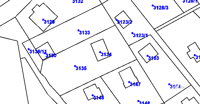 Parcela st. 3134 v KÚ Řevnice, Katastrální mapa