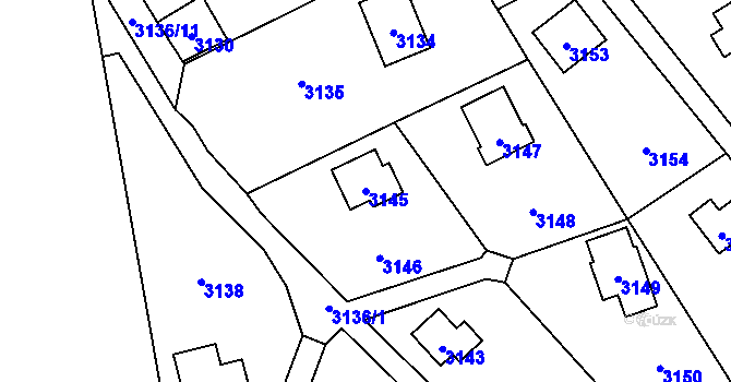 Parcela st. 3145 v KÚ Řevnice, Katastrální mapa