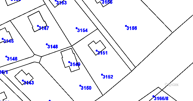 Parcela st. 3151 v KÚ Řevnice, Katastrální mapa