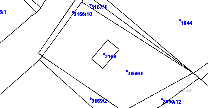 Parcela st. 3168 v KÚ Řevnice, Katastrální mapa