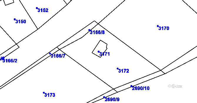 Parcela st. 3171 v KÚ Řevnice, Katastrální mapa