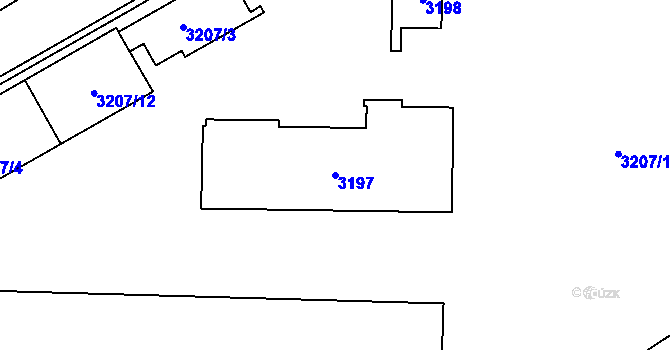 Parcela st. 3197 v KÚ Řevnice, Katastrální mapa