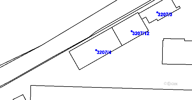 Parcela st. 3207/4 v KÚ Řevnice, Katastrální mapa