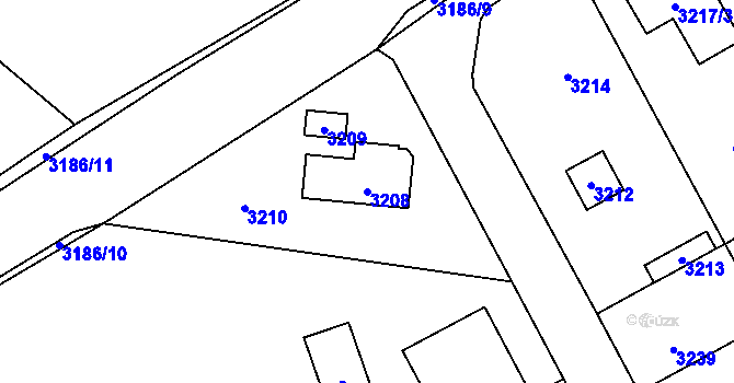 Parcela st. 3208 v KÚ Řevnice, Katastrální mapa