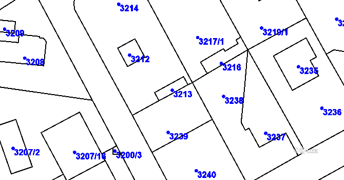 Parcela st. 3213 v KÚ Řevnice, Katastrální mapa