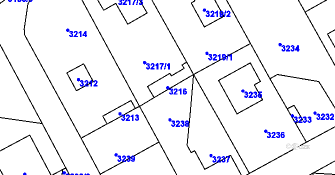 Parcela st. 3216 v KÚ Řevnice, Katastrální mapa