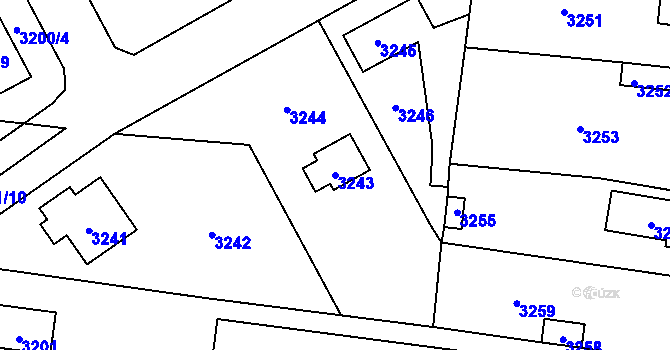 Parcela st. 3243 v KÚ Řevnice, Katastrální mapa