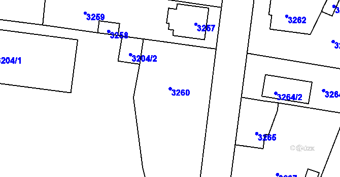 Parcela st. 3260 v KÚ Řevnice, Katastrální mapa