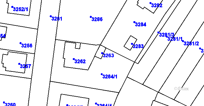 Parcela st. 3263 v KÚ Řevnice, Katastrální mapa