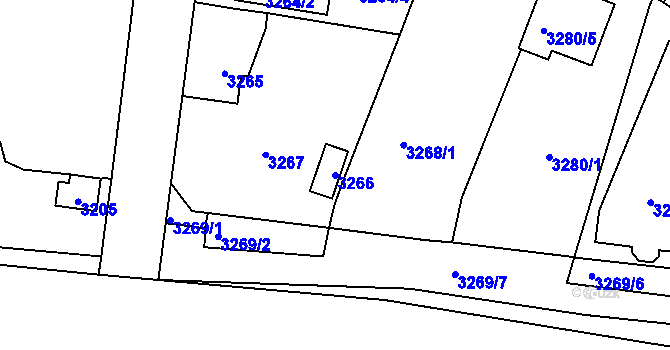 Parcela st. 3266 v KÚ Řevnice, Katastrální mapa
