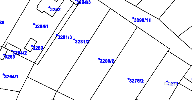 Parcela st. 3280/2 v KÚ Řevnice, Katastrální mapa