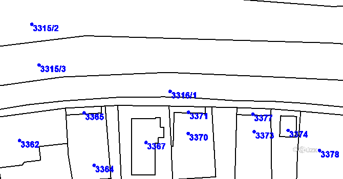 Parcela st. 3316 v KÚ Řevnice, Katastrální mapa