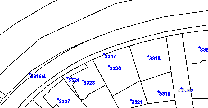 Parcela st. 3317 v KÚ Řevnice, Katastrální mapa