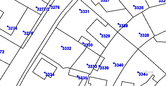 Parcela st. 3330 v KÚ Řevnice, Katastrální mapa