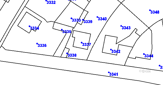 Parcela st. 3337 v KÚ Řevnice, Katastrální mapa
