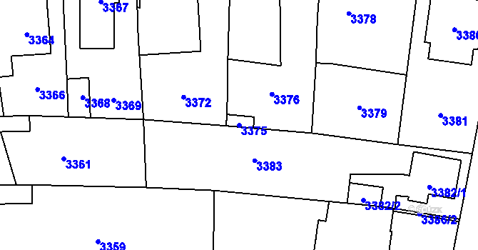 Parcela st. 3375 v KÚ Řevnice, Katastrální mapa