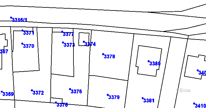 Parcela st. 3378 v KÚ Řevnice, Katastrální mapa