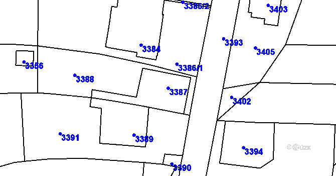 Parcela st. 3387 v KÚ Řevnice, Katastrální mapa