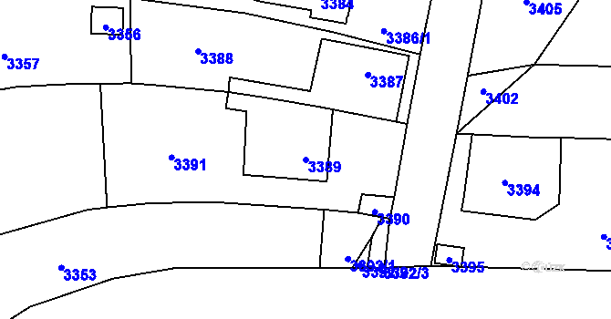 Parcela st. 3389 v KÚ Řevnice, Katastrální mapa