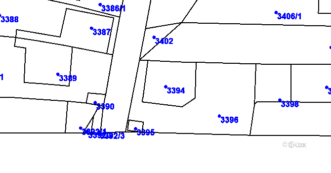 Parcela st. 3394 v KÚ Řevnice, Katastrální mapa