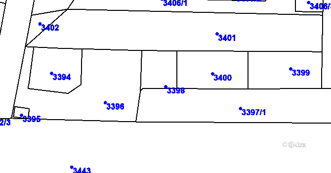 Parcela st. 3398 v KÚ Řevnice, Katastrální mapa