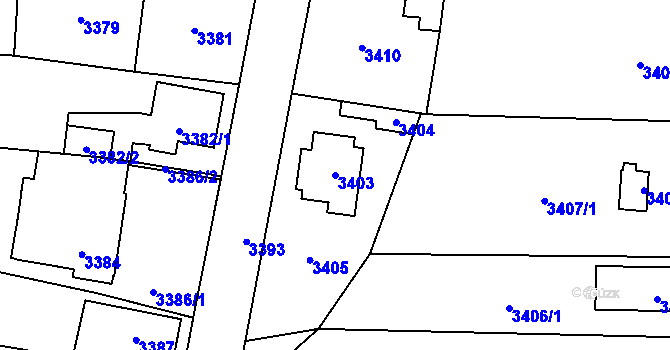 Parcela st. 3403 v KÚ Řevnice, Katastrální mapa