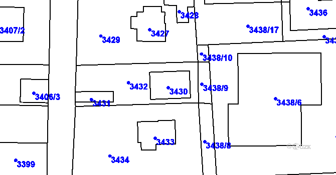 Parcela st. 3430 v KÚ Řevnice, Katastrální mapa