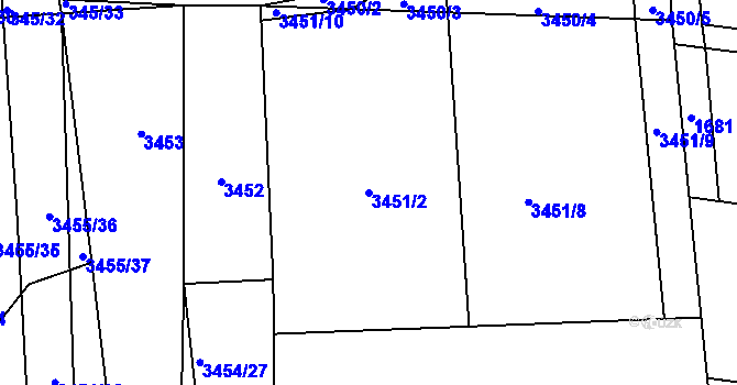 Parcela st. 3451/2 v KÚ Řevnice, Katastrální mapa