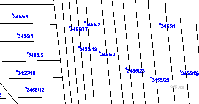 Parcela st. 3455/3 v KÚ Řevnice, Katastrální mapa