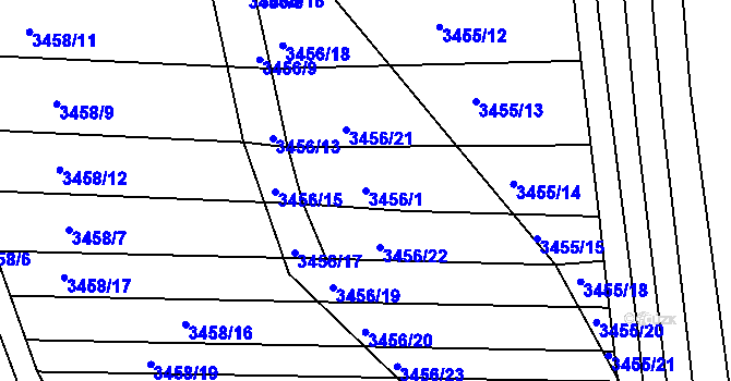 Parcela st. 3456/1 v KÚ Řevnice, Katastrální mapa
