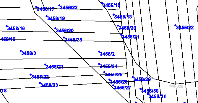 Parcela st. 3456/2 v KÚ Řevnice, Katastrální mapa