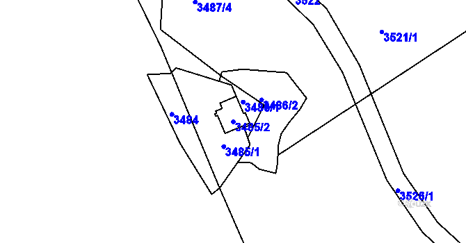 Parcela st. 3485/2 v KÚ Řevnice, Katastrální mapa