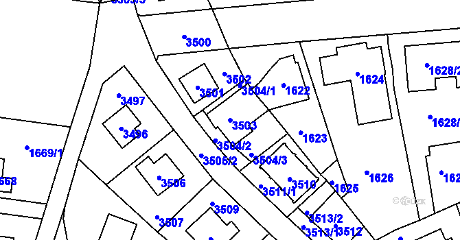 Parcela st. 3503 v KÚ Řevnice, Katastrální mapa