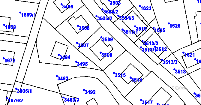 Parcela st. 3508 v KÚ Řevnice, Katastrální mapa