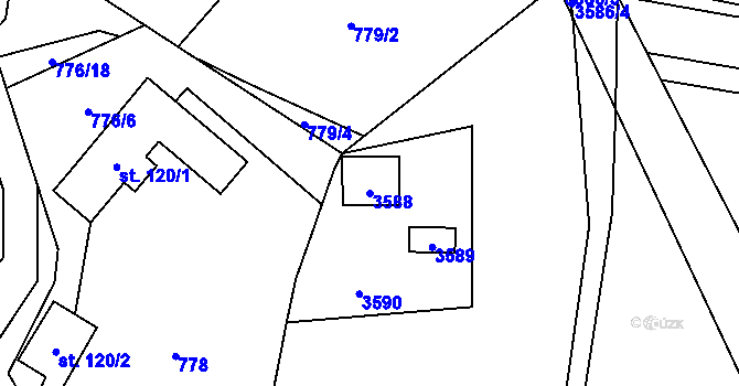 Parcela st. 3588 v KÚ Řevnice, Katastrální mapa