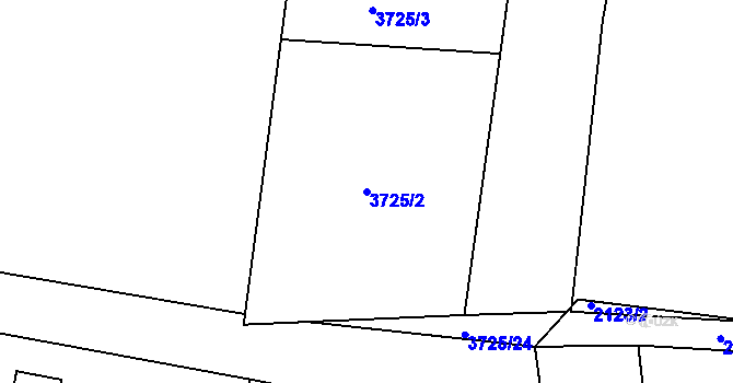 Parcela st. 3725/2 v KÚ Řevnice, Katastrální mapa