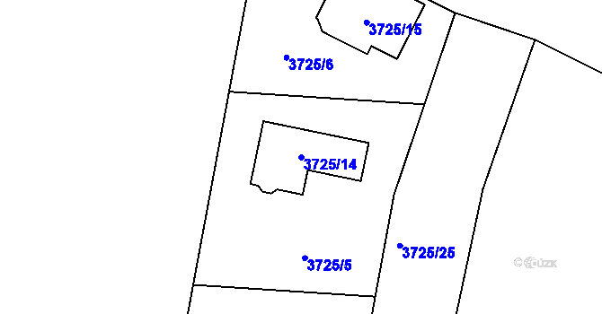 Parcela st. 3725/14 v KÚ Řevnice, Katastrální mapa