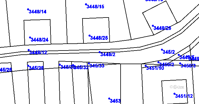 Parcela st. 3448/2 v KÚ Řevnice, Katastrální mapa