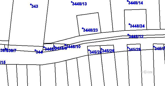 Parcela st. 3448/3 v KÚ Řevnice, Katastrální mapa