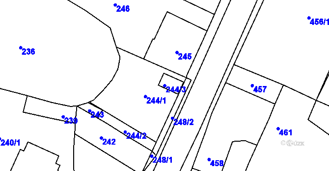 Parcela st. 244/3 v KÚ Řevnice, Katastrální mapa