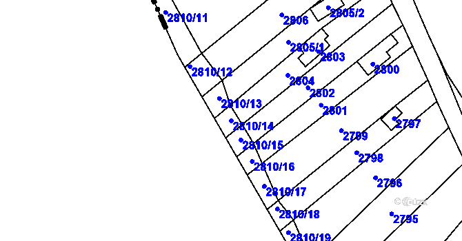 Parcela st. 2810/14 v KÚ Řevnice, Katastrální mapa