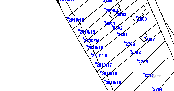 Parcela st. 2810/15 v KÚ Řevnice, Katastrální mapa