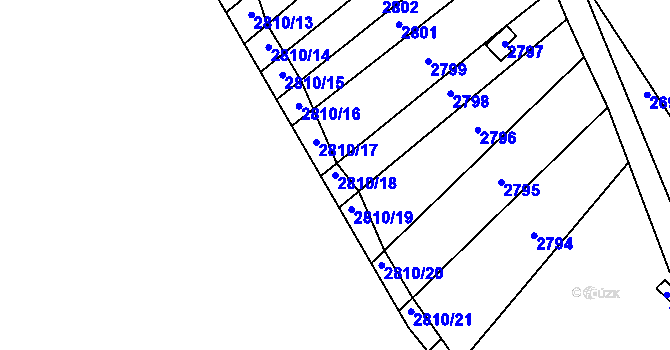 Parcela st. 2810/18 v KÚ Řevnice, Katastrální mapa