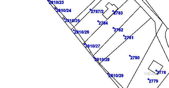 Parcela st. 2810/27 v KÚ Řevnice, Katastrální mapa