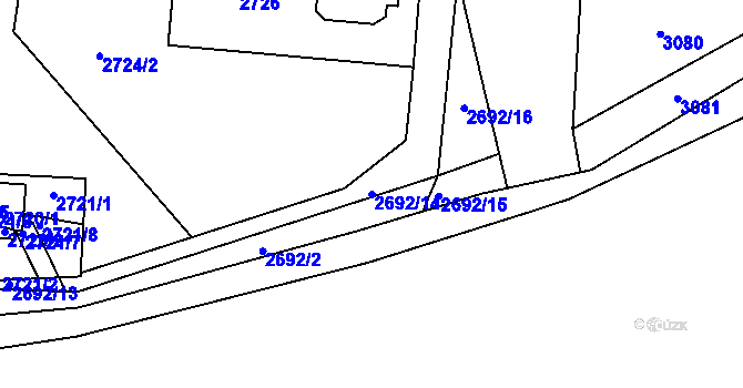 Parcela st. 2692/14 v KÚ Řevnice, Katastrální mapa