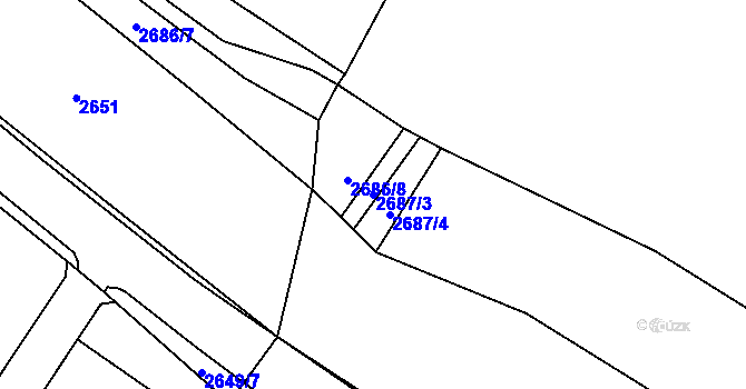 Parcela st. 2687/3 v KÚ Řevnice, Katastrální mapa